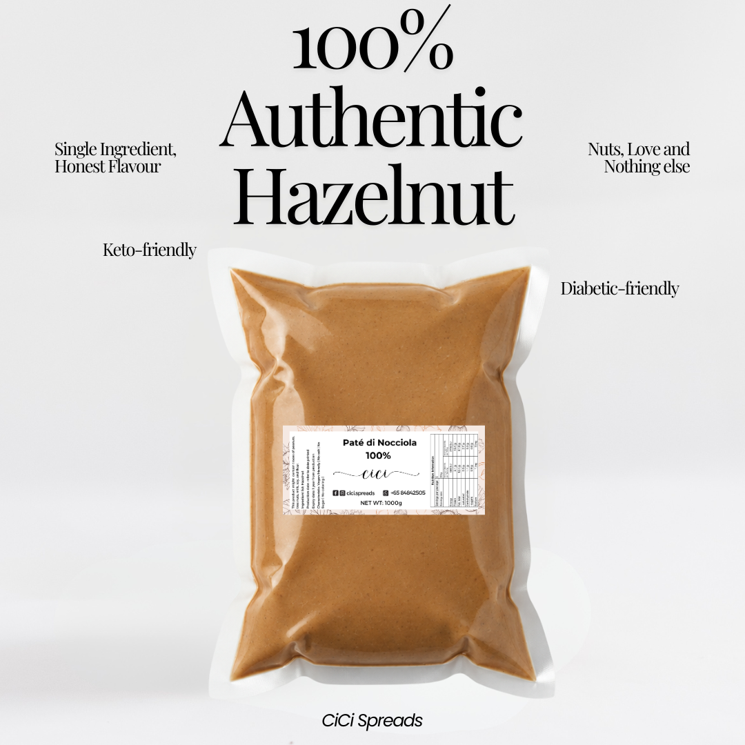 Cici 100% Roasted Hazelnut Nut Butter (Stone Ground) Paté di Nioccola | Keto-friendly | diabetic friendly | Vegan