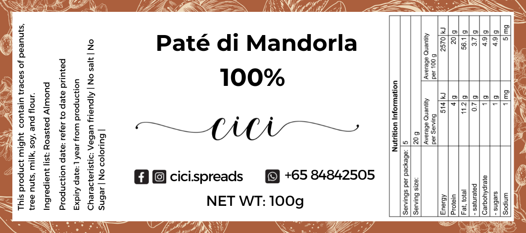 [Made in SG🇸🇬] 100% Almond nut paste (100g)