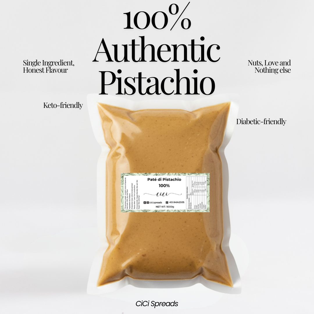 Cici 100% Roasted Pistachio Nut Butter (Stone Ground) Paté di Pistachio | Keto-friendly | diabetic friendly | Vegan