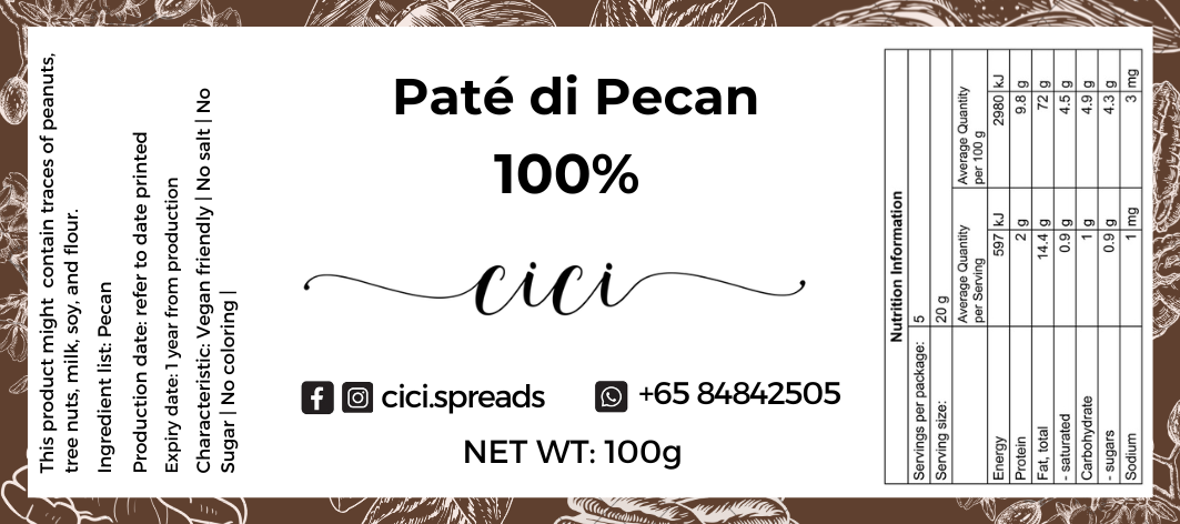 100% Pure Pecan Nut Butter 100g (No salt added)